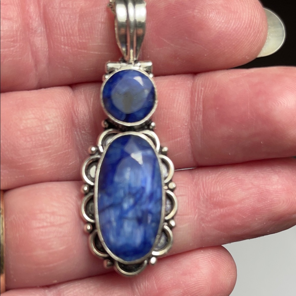 Stunning Blue Labradorite Faceted Gemstone Sterling Necklace
